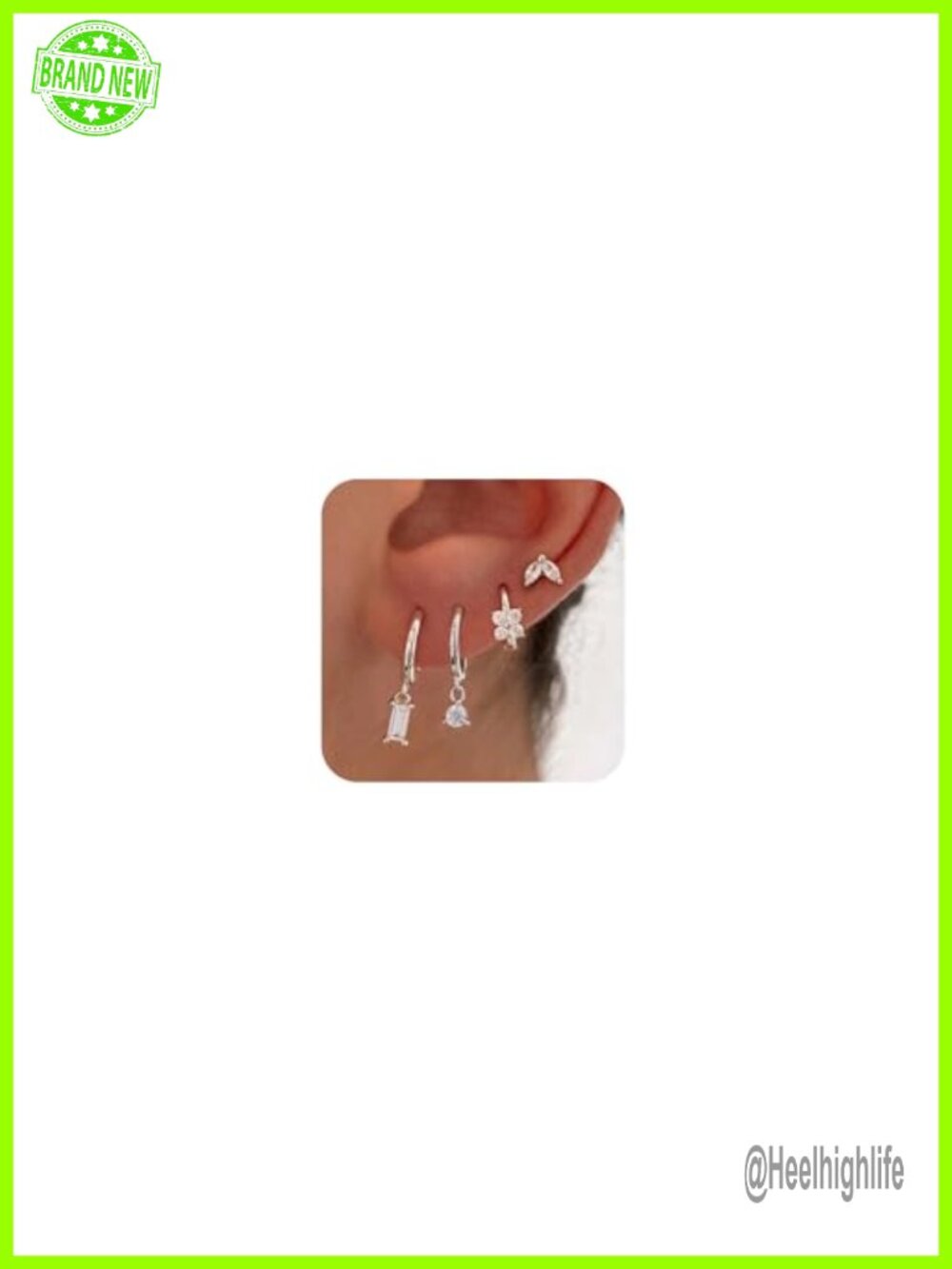 Silver Hoop Huggie Earrings Set for Women - 4 Pairs Stackable Piercing Jewelry